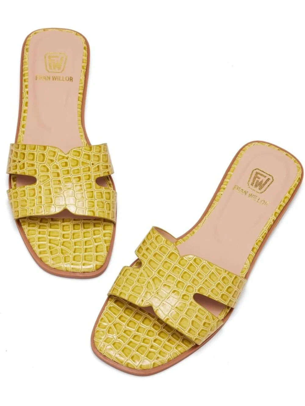 Women's Green Flat Comfortable Slides Fashion Square Open Toe Slip Beach Sandal